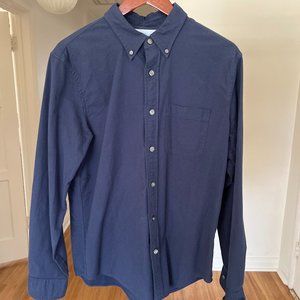 Abercrombie & Fitch Men's Blue Stretch Button Up